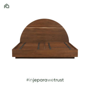 Cadre de lit double confortable en teck massif sculpté à la main, style mid-century moderne, mobilier indonésien de haute qualité pour usage domestique - Vino - Product Image 1