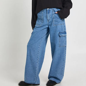 Jeans de Mezclilla para Mujer, Estilo Vintage, Casual, Urbano, con Lazo, Corte Recto, Alta Calidad, Ecológicos, Suministro al por Mayor - Product Image 3