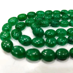 เบริลสีเขียวมรกตธรรมชาติ รูปไข่ แบบเรียบ ยาว 8 นิ้ว - Product Image 3