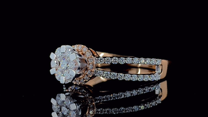 Bague de fiançailles de luxe en moissanite halo, coupe ronde, aspect diamant, double alliance de mariage - Product Image 3