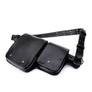<b>Top</b> Trending Custom Vintage Leather Waist Bag With Double Pockets Rivet Decoration Unisex Crossbody Style Brown Color - Product Image 2