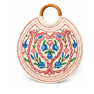 Bolsa de Mano Plegable de Algodón Kashmiri Hecha a Mano, de Primera Calidad y Duradera, con Asa de Madera, Diseño Floral Ecológico Surtido, Bordado Aari - Product Image 1