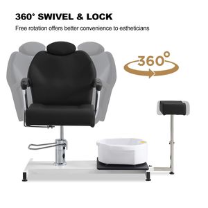 Poltrona Idraulica Regolabile in Altezza per Pedicure con Poggiapiedi e Vasca per Piedi, Girevole a 360° e Reclinabile per Uso in Centri Estetici - Product Image 3