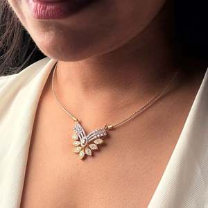 Siadha CZ Gold Plated Zircon Delicate Necklace and Earring Set for Wedding Festival - Product Image 1