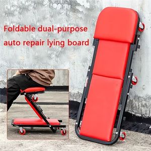 Sedile Girevole Regolabile 3-in-1 da 36 Pollici, Capacità 450 Libbre, 6 Ruote, Pieghevole, con Freno, per Riparazioni Auto - Product Image 3