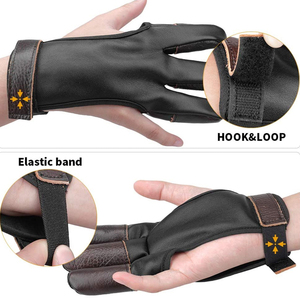 Nouveau design Gants de tir à l'arc en cuir personnalisés à 3 doigts avec protection de la paume pour arc classique, sangle de poignet réglable, service OEM - Product Image 3