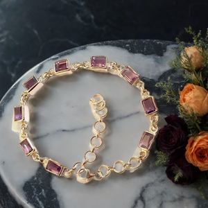 Pulsera de Plata de Ley 925 hecha a mano, pulseras de eslabones de cadena de moda Unisex, encanto de silicona de amatista Natural único, moda elegante - Product Image 1