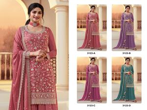 Traje Sharara Palazzo de Chinon Pesado con Bordado de Lentejuelas y Trabajo Zari, Compre Directamente del Proveedor a Precio de Fábrica - Product Image 5