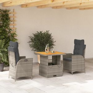 Conjunto de comedor para jardín mediano con cubiertas extraíbles de ratán PE gris - Product Image 1