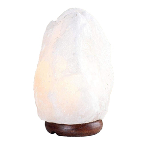 Premium Himalayan white salt lamp with polished natural <b>crystal</b> and wooden base offers elegant décor and warm ambient lighting - Product Image 3