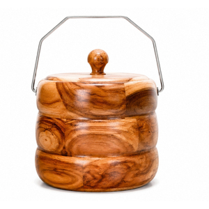 Cubo de hielo de acero inoxidable de doble pared al por mayor con pinzas, cubo de hielo de madera aislado y barril enfriador de vino para suministro hotelero - Product Image 2