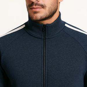 Conjunto Deportivo Personalizado para Hombre con Cierre de Cremallera, Ropa Deportiva con Franjas Laterales Blancas, Traje de Entrenamiento Atlético - Product Image 6