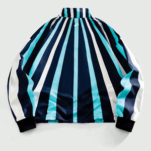 Trendy Black Blue Lightweight Nylon Men’s Windbreaker <b>Jacket</b> Vertical Stripe Streetwear <b>Zip</b> <b>Up</b> custom windbreaker manufacturer - Product Image 2