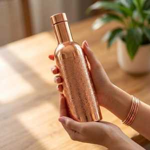 Decorative Copper Water <b>Bottle</b> Enamel Printing Modern Luxury Design Straw Cap Heat-Resistant Dishwasher Microwave Safe - Product Image 2