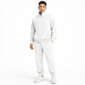 Conjunto Deportivo de Forro Polar con Capucha y Cierre de Cremallera, Estampado y Sólido, Unisex, Ecológico, Cálido, Suave, Informal, para Hombre, Ropa de Moda de Invierno, Nuevo - Product Image 1