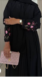 Black Embroidered Elegant Abaya Long Sleeve Floor Length Modest <b>Dress</b> Women Middle East <b>Prayer</b> Wear Breathable Quick Dry - Product Image 5