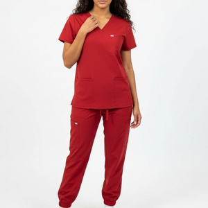 High Quality Women's Medical Uniforms Comfortable Knitted Polyester/Cotton Quick Dry Breathable <b>Scrub</b> <b>Sets</b> for Nurses Clinics - Product Image 4
