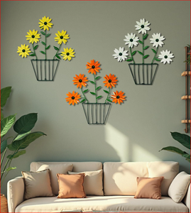 Juego de 3 Adornos Metálicos de Pared con Forma de Flor, Decoración Floral para Colgar en la Pared de la Sala de Estar, Dormitorio y Hogar (Multicolor) - Product Image 5