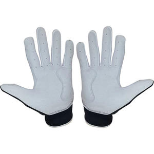 Guantes de Béisbol de Cuero Blanco y Negro, Transpirables, con Palma Perforada para un Agarre Mejorado, Correa de Muñeca Ajustable, Personalizables OEM - Product Image 4