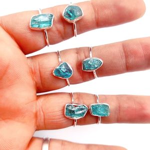 Bague de guérison réglable, réglage de la lunette, pierre de cristal brut naturel, bagues en argent Sterling, bijoux de mode - Product Image 5