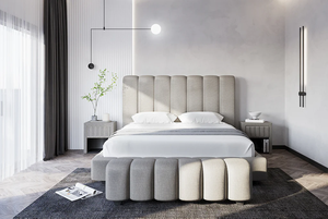 Cama de lujo con base de madera de alta calidad, hecha a mano, con pie de cama, de madera maciza tallada, tamaño King, para dormitorio. - Product Image 6