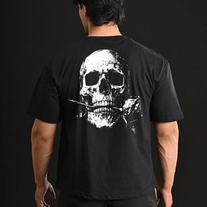 Men's Black Cotton T-Shirt Crew Neck Short Sleeve Embroidered Logo Front Plain Dyed Breathable Regular Fit All Seasons - Product Image 6