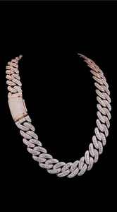 Collier Statement Hiphop Unisexe en Argent 925 Plaqué Or Rose de Luxe avec Moissanite Taille Baguette et Sertissage Griffe, Chaîne à Maillons, Usage Quotidien - Product Image 3