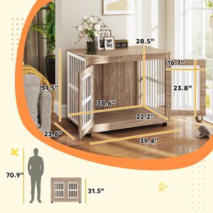 Mobile per Cani da 39 Pollici in Noce Marrone con 2 Porte e Tappetini Antiscivolo Regolabili per Cani di Taglia Grande - Product Image 2