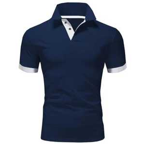Men's Short Sleeve <b>Polo</b> Shirt Knitted Color Blocked Casual Style <b>Orange</b> Trim Collar and Cuffs - Product Image 4