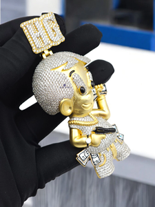 Colgantes de Moissanita Iced Out con Diseño de Dibujos Animados Estilo Hip Hop, Acabado en Oro Rosa, Joyería de Lujo para Fiestas y Estilo Urbano - Product Image 4