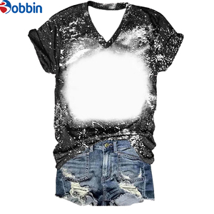 Camisetas Unisex Sublimadas con Efecto Decolorado, Nuevas Camisetas Personalizadas con Cuello en V, 100% Poliéster, Manga Corta - Product Image 3