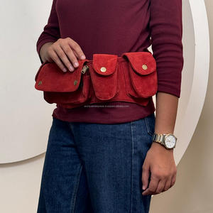 กระเป๋าคาดเอวหนังนิ่มหนังแท้ใหม่สำหรับทุกเพศแนววินเทจแบบมีกระเป๋าหลายช่องกระเป๋าคาดเอวแบบปรับสายได้เข็มขัดอเนกประสงค์แบบตะวันตกสำหรับวิ่ง - Product Image 3