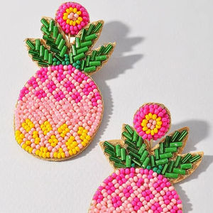 ต่างหูแฮนด์เมดสีสันสดใสประดับลูกปัดและงานเย็บแบบ CUFF  งานฝีมือปรับแต่งได้เต็มที่ - Product Image 1