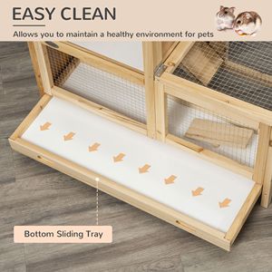 Gabbia per Criceti a 2 Piani in Legno con Dondolo e Vassoio, Casetta per Piccoli Animali Domestici - Product Image 4