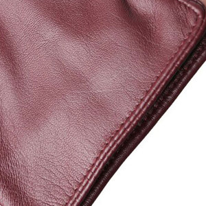 Gants de conduite pour femmes en cuir de mouton bordeaux, courts, fins, souples, légers, à doigts complets, style mode - Product Image 3