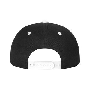 Casquette Snapback personnalisée à 6 panneaux, noire avec visière blanche, ajustable, unisexe, en coton, avec logo lettre arc-en-ciel sur le panneau avant - Product Image 6