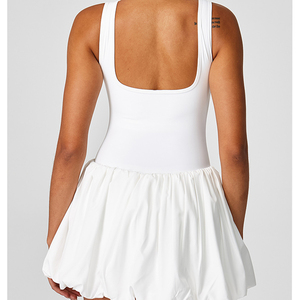 Customized U Neck Womens Tennis Dress Breathable Spandex Nylon Activewear <b>Skirt</b> Style One Piece with Built In Padding Yoga Golf - Product Image 5