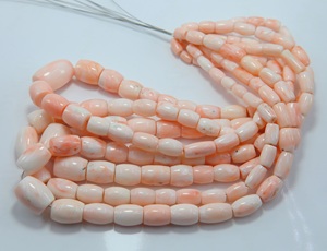 Perles tubulaires en corail rose naturel japonais, lisses, en pierre précieuse, brin de 17 pouces pour la fabrication de bijoux - Product Image 4