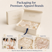 Boîte d'emballage rigide de luxe personnalisée avec pelliculage mat, fermeture magnétique et ruban pour pyjamas, robes de mariée, lingerie, chaussettes et cadeaux