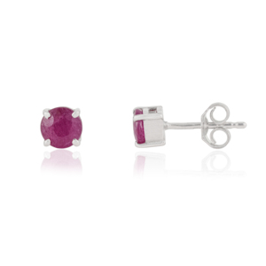 Minimal Design Round Cut Authentic Ruby July Birthstone 925 Sterling <b>Silver</b> <b>Stud</b> Earrings For Women's - Product Image 3