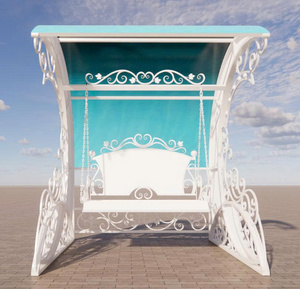 Luxury Wrought Iron <b>Swing</b> - Handcrafted Decorative Metal Hanging Porch Bench for Your Outdoor Garden, <b>Patio</b> or Backyard Oasis - Product Image 1