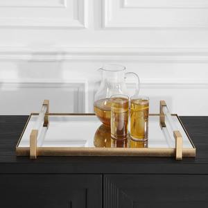 Elegante Bandeja de Exhibición Moderna y Lujosa de Metal Dorado y Espejo con Asas de Lucite para Organización de Artículos de Baño y Escritorio - Product Image 2
