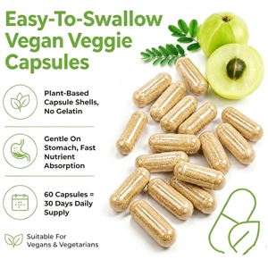 Cápsulas de Amla Pura de Marca Privada 500mg, 60 Unidades, Ricas en Vitamina C y Antioxidantes para Apoyar la Inmunidad, la Energía, el Cabello y la Piel - Product Image 3