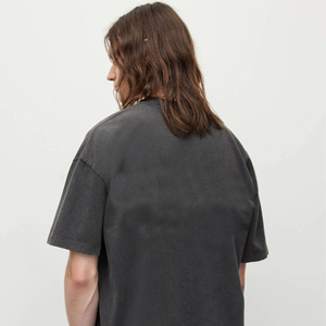 Camiseta Oversize para Hombre con Hombros Caídos, Estilo Urbano Minimalista, Ajuste Relajado, Algodón, Color Liso, Top Casual de Verano a la Moda - Product Image 3