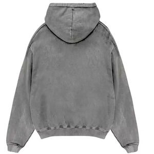 เสื้อฮู้ดดี้โอเวอร์ไซส์แบบยูนิเซ็กส์ สีเทาล้วน ผ้าฝ้ายเฟรนช์เทอร์รี่ ลุคสบายๆ มีกระเป๋าหน้า เหมาะสำหรับใส่ในช่วงฤดูใบไม้ร่วง - Product Image 4