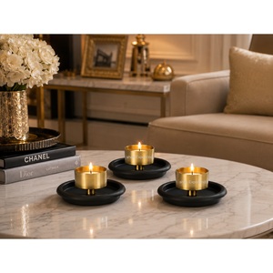 Black & Gold Aluminum Handmade Eco-Friendly <b>Tea</b> <b>Light</b> Candle Holder for Home <b>Christmas</b> & Luxury Home Decoration by SHAH - Product Image 2