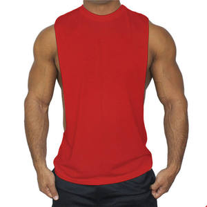 Wholesale Factory Cotton <b>Fabric</b> Men's Workout Solid Color Shirt Sleeveless Gym Tank Tops Vest Tank Top Singlet - Product Image 1
