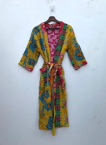 Abrigo Kantha Vintage para Mujer, Chaqueta de Algodón Hecha a Mano, Kimono con Decoración Bordada, Piel de Oveja Larga, Novedad - Product Image 2
