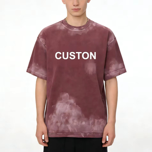 Camiseta Personalizada con Lavado Ácido y Pedrería, 100% Algodón, Tejido Suave y Transpirable, Nuevo Diseño Moderno, Estampado Frontal con Patrón de Estrellas, Talla Grande - Product Image 4