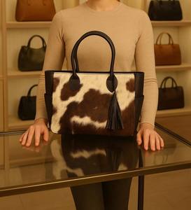 Bolso Tote de Cuero Genuino con Pelo, para Dama, de Moda, de Hombro, Verano Otoño, Cierre Abierto, Tamaño Grande LHTB-0054 - Product Image 2